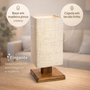Abajur Luminária De Mesa Quarto Cabeceira Escritório Leitura Moderno Rústico Decoração