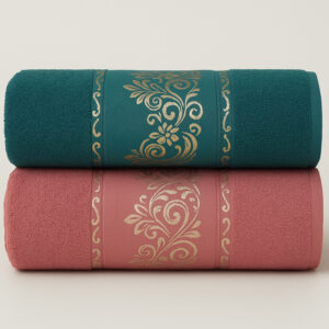 Kit 2 Toalhas de Banho Premium Gigante 100% Algodão – Felpudas, Macias e Super Absorventes - Kit 2Toalhas–Verde&Rosé