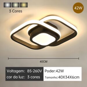 Luminária Plafon Moderno Dourado LED, Para Sala, Quarto, Hall de Entrada, Sala de Estar Bivolt 85-265V - HH250915(40x34x6CM)