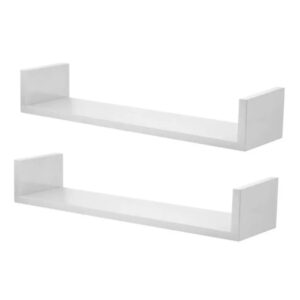 Kit 2 Prateleira Nicho U 50x10 Branco Decoração Livros Sala Quarto Cozinha