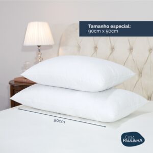 Kit 04 Travesseiros Toque de Pluma Suporte Firme 90 cm x 50 cm