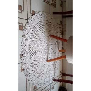 Tapete Apartamento em Crochê Redondo Cru - Tapete Sala - 1 metro