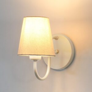 Arandela Dourada ALX160 Cúpula Tecido Cru Quarto/Cabeceira - Branco