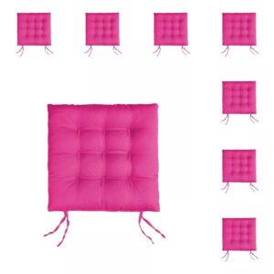 Kit 4 Almofadas para Cadeira Futon 40x40 com Amarração Assento Macio Oxford Cozinha Sala - Pink
