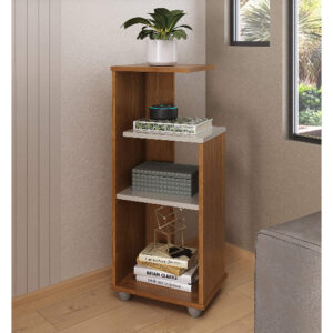 Mesa Mesinha Lateral Apoio De Centro Canto Barzinho Aparador - Cinamomo/Off White