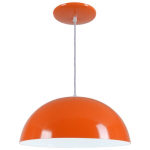 Pendente Meia Lua Bola 34cm em Alumínio Cores Cobre Arandela Luminária Sala Quarto Cozinha - Laranja