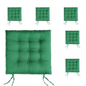 Kit 4 Almofadas para Cadeira Futon 40x40 com Amarração Assento Macio Oxford Cozinha Sala - Verde-bandeira