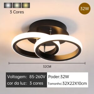 Luminária Plafon Moderno Dourado LED, Para Sala, Quarto, Hall de Entrada, Sala de Estar Bivolt 85-265V - HH250909(32x22x10CM)