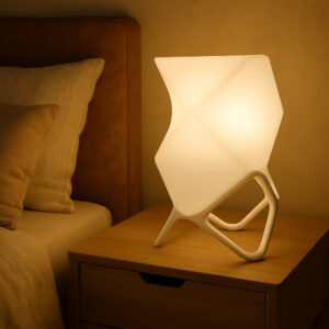 Luminária Geometrica Minimalista Mesa de Cabeçeira Aconchegante com Lâmpada Bivolt 30cm