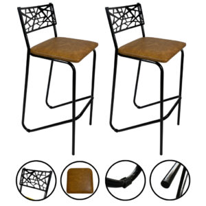 Kit 2 Banqueta Alta Estofada Design Moderno Estilo Industrial Para Bancada Ilha ou Bar