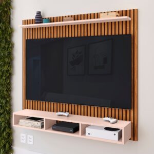 Painel Suspenso Rack Para Sala TV até 50 Polegadas Prateleira e Nicho Ideal Quarto Estante Home