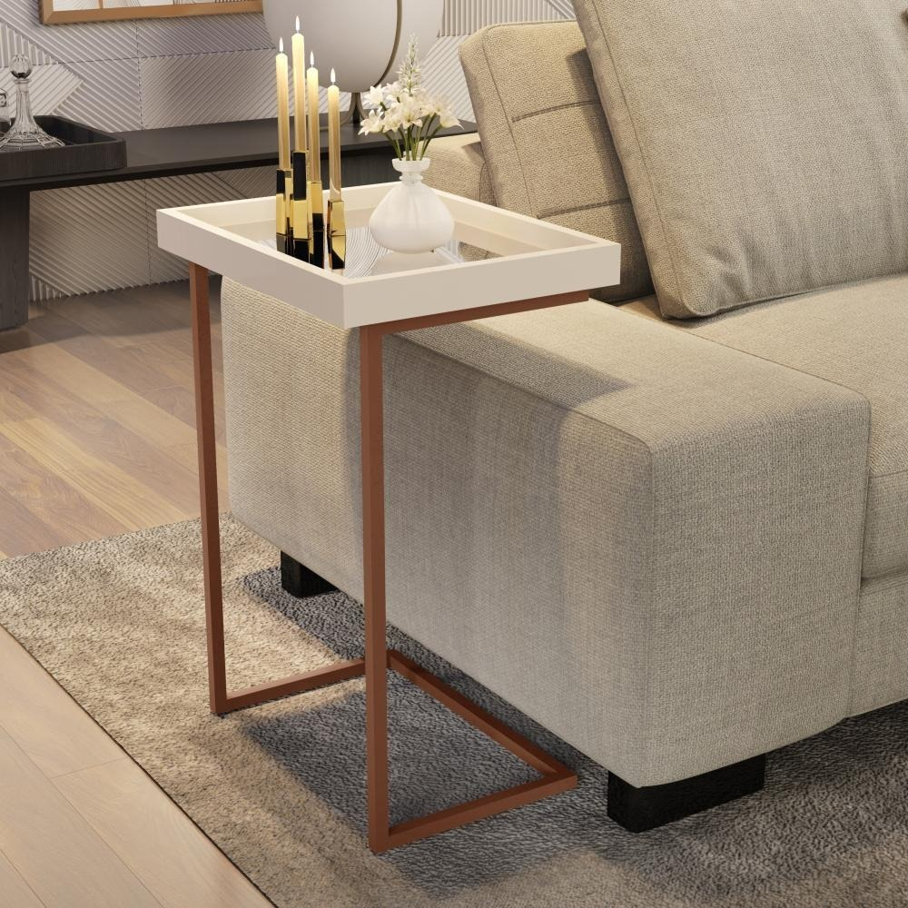 Mesa Lateral De Apoio Jb 4774 Com Espelho E Pé De Aço EEA - CORES