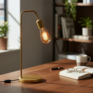 Luminária De Mesa Abajur L Retro Vintage Industrial em Aluminio Moderno Bivolt - DOURADO