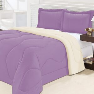 Edredom Queen Dupla Face Malha Gel 3 Peças - Lilás com Palha