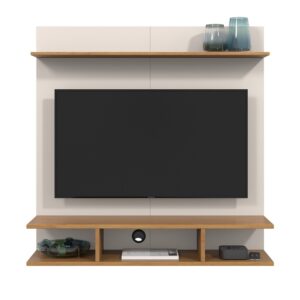 Suporte Painel Tv Quarto Sala Painel Prateleira Até 32 Polegadas Star - Cores - ONIX - OFF WHITE / FREIJO