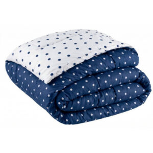 Edredom Solteiro, Casal e Queen 400 Fios 100% Micropercal Dupla Face Antialérgico Promoção - Poá Marinho