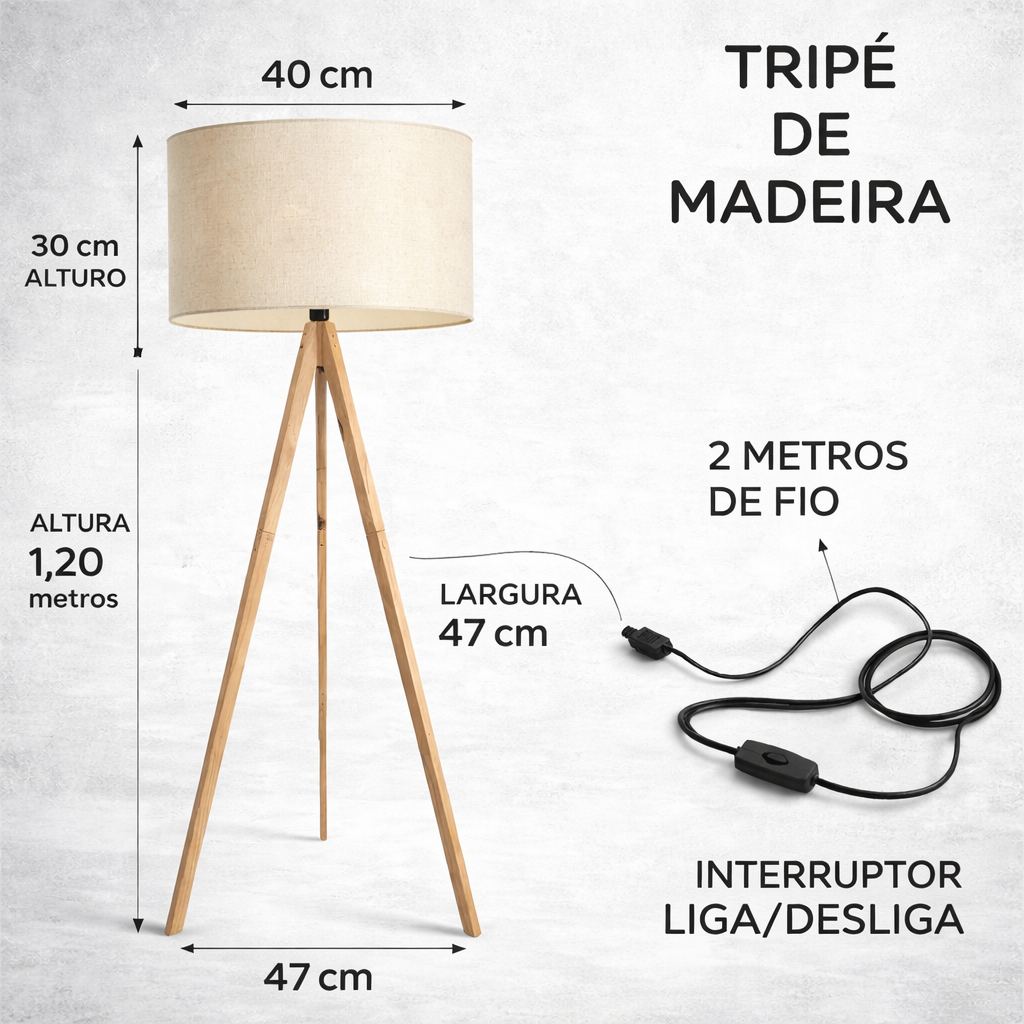 Abajur Luminaria De Chao Grande Iluminação Agradável Bivolt