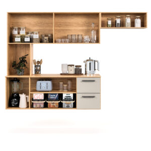 Armário de Cozinha Juliana 180cm Suspenso 7 Portas 2 Gavetas MDF MDP Compacto Moderno 3 Cores