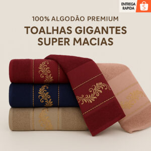 Kit 2 Toalhas de Banho Premium Gigante 100% Algodão – Felpudas, Macias e Super Absorventes