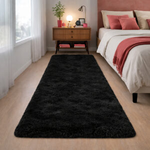 Tapete Passadeira 2,00 x 0,60 Quarto Peludo Felpudo - Preto