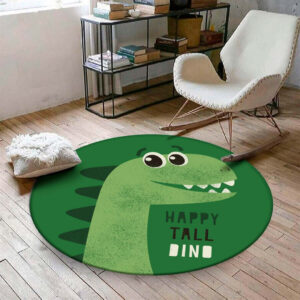 Tapete Redondo 88x88cm Decorativo Antiderrapante Dino