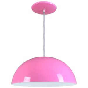 Pendente Meia Lua Bola 34cm em Alumínio Cores Cobre Arandela Luminária Sala Quarto Cozinha - Rosa
