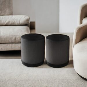 Kit Puff Marrocos Linho pés madeira 2unidades banco banqueta envio imediato