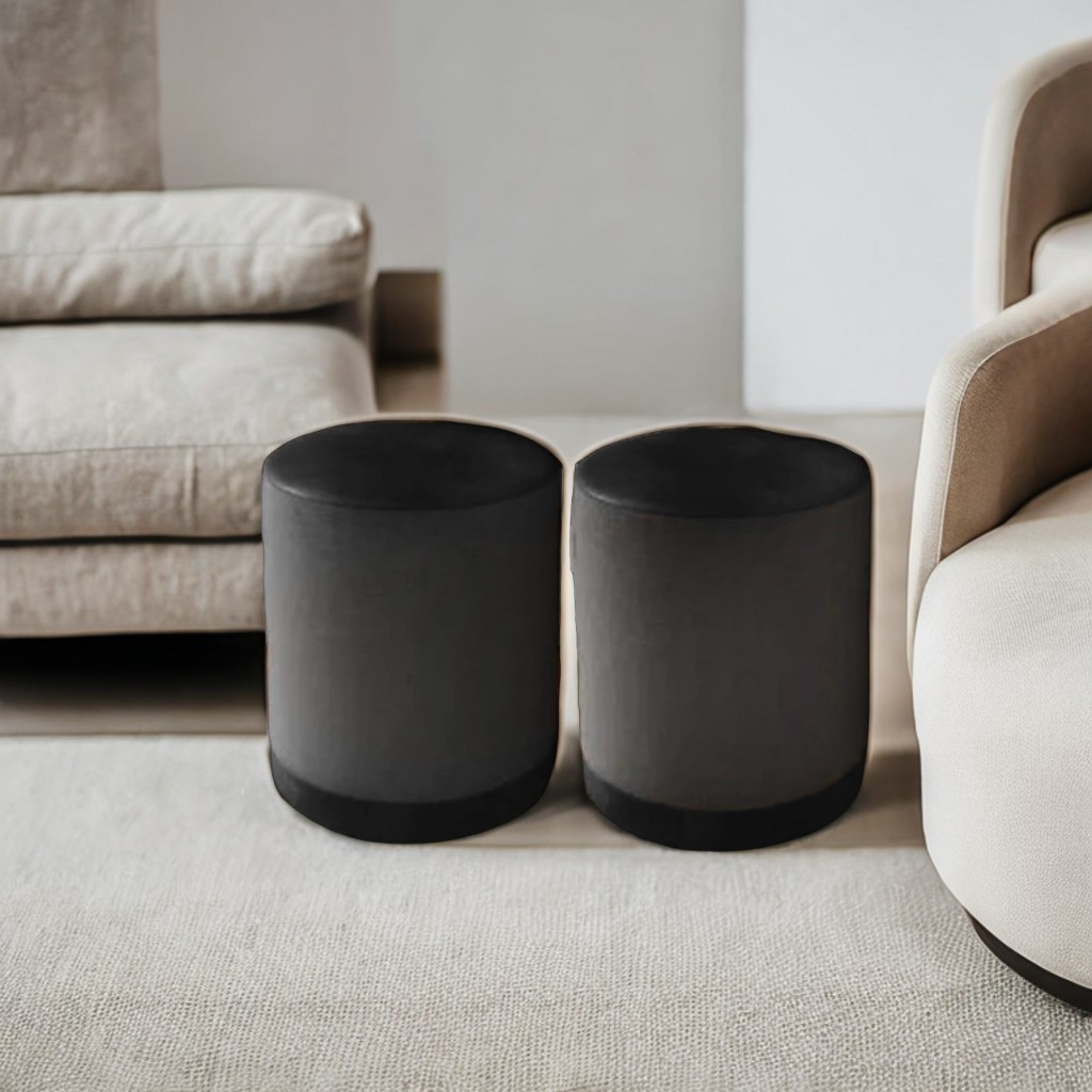 Kit Puff Marrocos Linho pés madeira 2unidades banco banqueta envio imediato