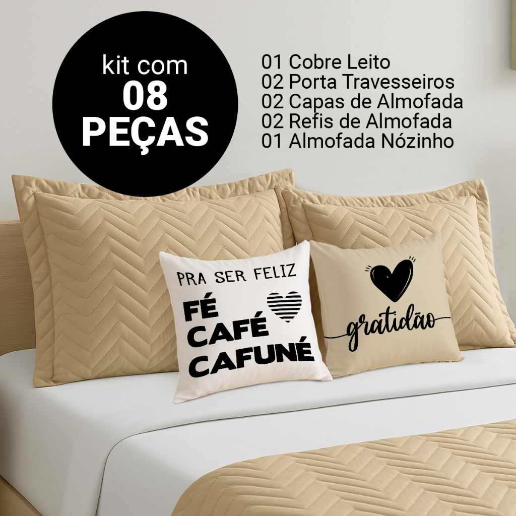 Kit Decorativo Cama Queen Cobre Leito Matelado