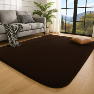 Tapete Felpudo 40mm Pelo Alto 2,00 x 1,50 Para Sala E Quarto - Marrom Liso