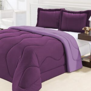 Edredom Queen Dupla Face Malha Gel 3 Peças - Roxo Com Lilás
