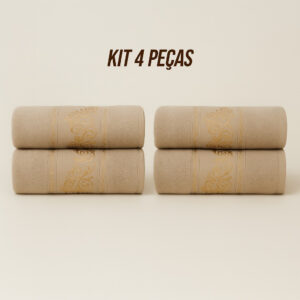 Kit4 Toalhas de Banho Banhão Gigante 100% Algodão – Super Macias, Alta Absorção e Qualidade Premium - KIt 4 Toalhas - Bege