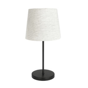 Abajur de Mesa Moderno Minimalista com Cúpula Decorativa para Quarto e Sala - Preto e Linho