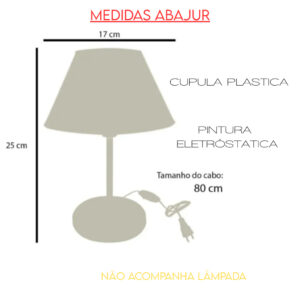 Abajur Luminária de Mesa Cúpula Injetada Escritório Quarto Recepção Decoração Sala Moderno