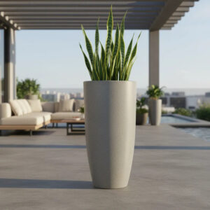 Vaso Luxo Planta Sala Coluna Ibiza Cone G Decorativo Liso - CIMENTO