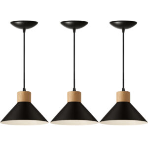 KIT 3 Luminária Pendente de teto Moderna para Sala Cozinha - Preto-e-branco