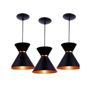 Kit 3 Pendente Luminária Modelo Luxo ALuminio para realçar o Balcão da sua Cozinha Sala Varanda Bar - Preto/Cobre