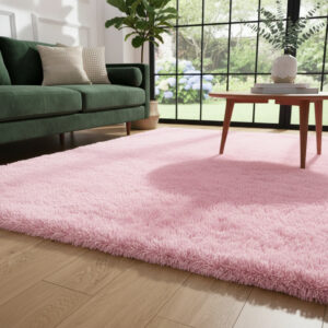 Tapete Peludo Shaggy Luxo Macio Fofinho Pelagem Alta 1,00x1,50 - ROSA BEBE