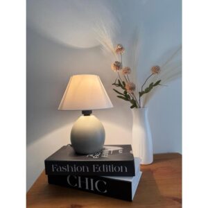 Abajur Cerâmica Porcelana Bivolt com Cúpula Decoração Moderna Sala Quarto Escritório - Capuccino