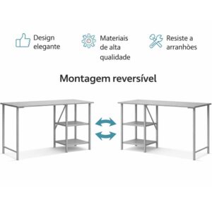 Escrivaninha Mesa Office Estudo Estilo Industrial 110cm KLM Móveis