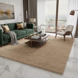 Tapete 2,00 x 1,50 Felpudo Sala Quarto Varias Cores - Bege Liso