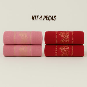 Kit4 Toalhas de Banho Banhão Gigante 100% Algodão – Super Macias, Alta Absorção e Qualidade Premium - KIt 4 Toalhas - Bordo&Rose