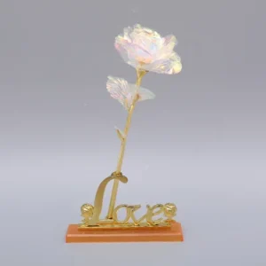 Rosa Artificial Banho de Ouro 24K - Decoração Criativa para Festas - Colorido com base