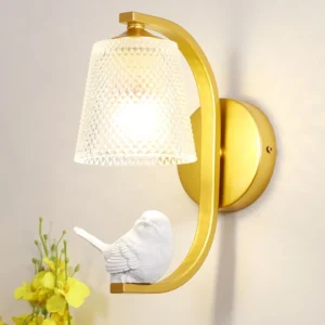 Lâmpada de Parede Moderna em Formato de Pássaro para Decoração - Dourado com pássaro