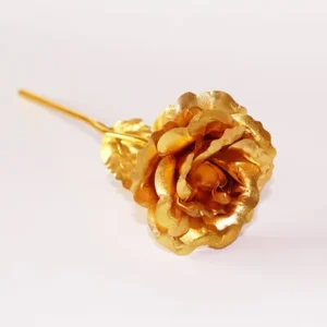 Rosa Artificial Banho de Ouro 24K - Decoração Criativa para Festas - Ouro