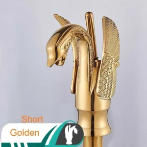 Torneira Dourada de Latão para Pia - Misturadora Quente e Fria