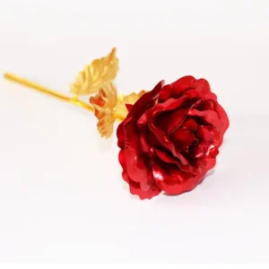 Rosa Artificial Banho de Ouro 24K - Decoração Criativa para Festas - VERMELHO