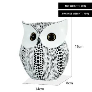 Estátua de Coruja Dourada em Resina para Decoração de Ambientes