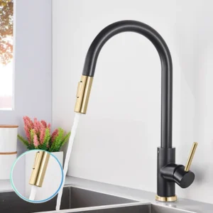 Torneira de Cozinha com Sensor Inox e Controle de Toque - Rotação 360