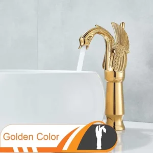 Torneira Dourada de Latão para Pia - Misturadora Quente e Fria